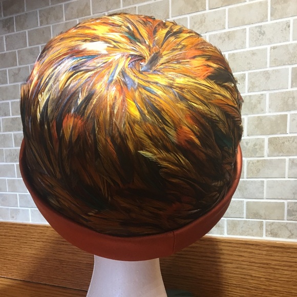 Rust Feathered hat from Grandma Jahn Collection - Picture 3 of 8